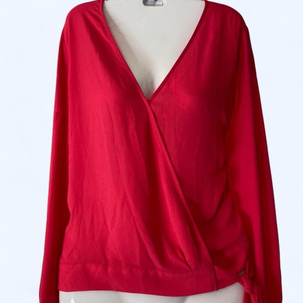 LOFT redish pink wrap blouse S